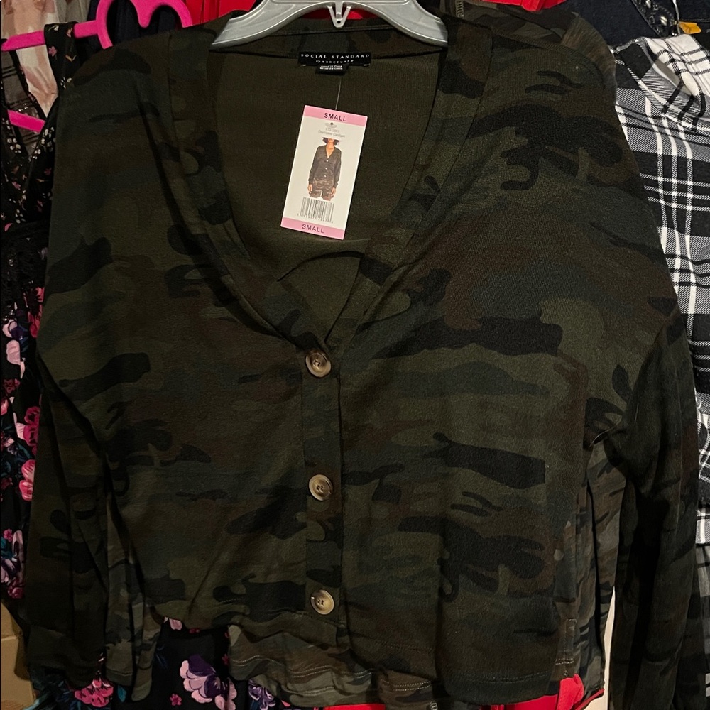 Social Standard Camouflage Button-Up Cardigan NWT